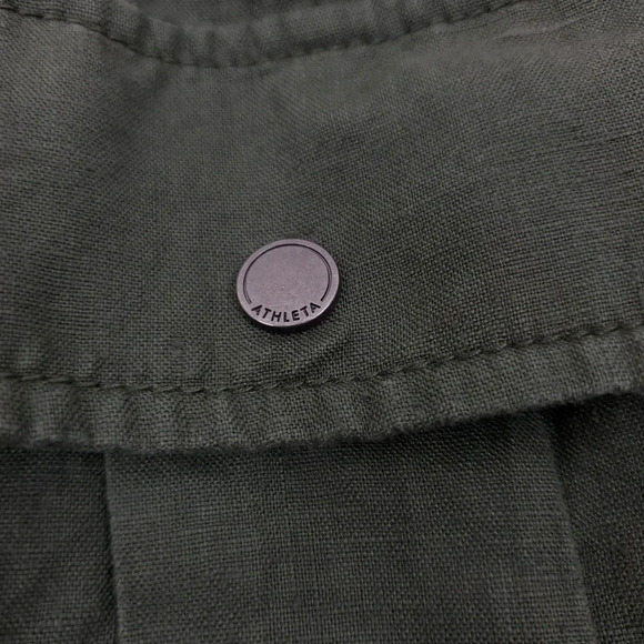 Athleta Wanderabout 100% linen olive green utility tunic vest xs zip-up top xs - Picture 10 of 14